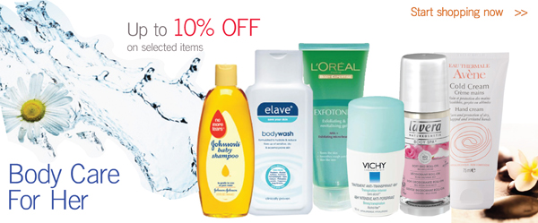 Bodycare for her - up to 10% off on selected items