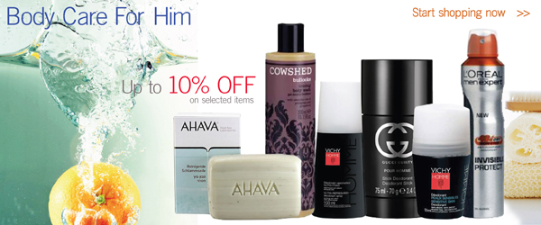 Bodycare for him - up to 10% off on selected items